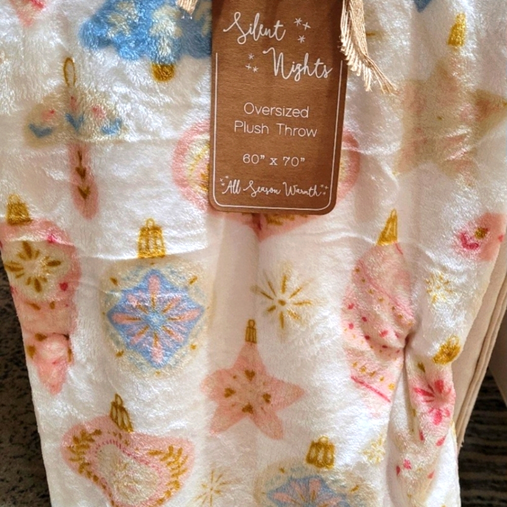 Pastel Ornament Oversized Christmas Throw Blanket vintage nostalgic inspired
